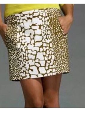 J. Crew Brown and White Patterned Mini Skirt